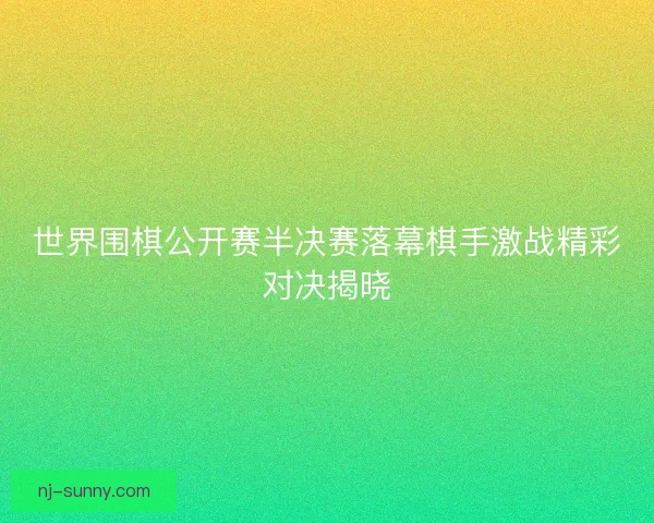 世界围棋公开赛半决赛落幕棋手激战精彩对决揭晓